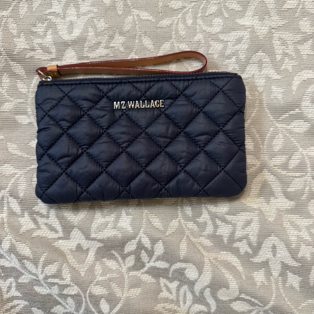 MZ Wallace Dark Blue Quilted Wristlet